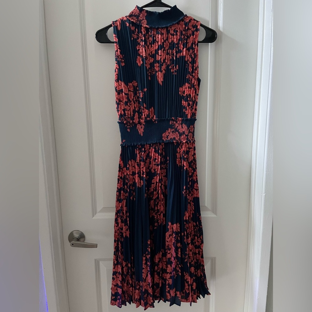 Nanette Lepore Dark Blue and Coral Floral Maxi Dress